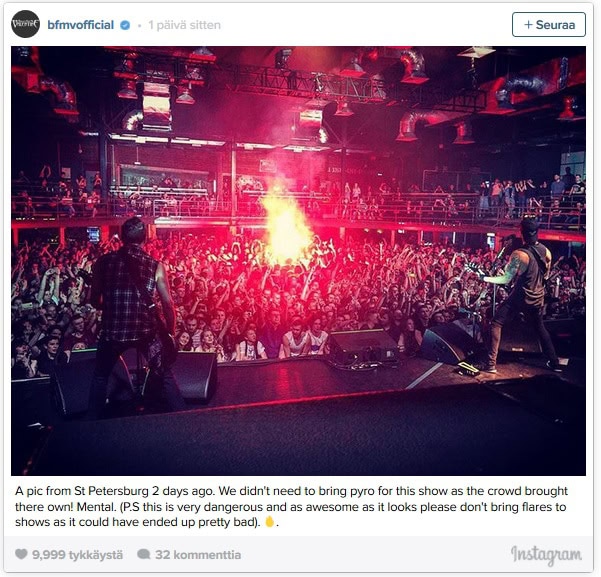 Bullet For My Valentine nuotio keikalla Rumba