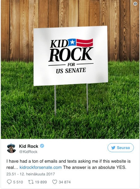 Kid Rock for senate senaattoriehdokas