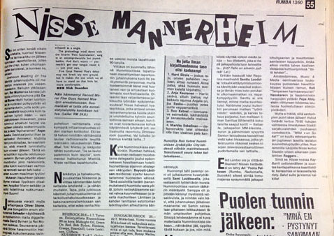 Post image for Nisse M 13/90: David Byrne havaittu Joensuussa, Oliver Stone Helsingissä