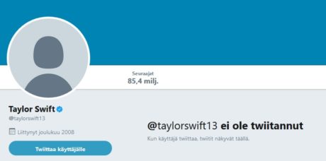 Taylor Swift Twitter poisti sometilinsä