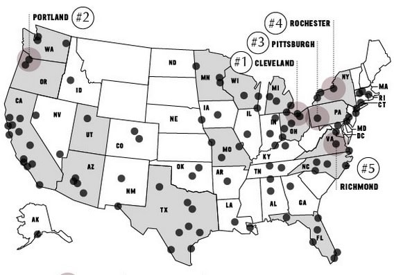Rumba Heaviest cities in U.S.